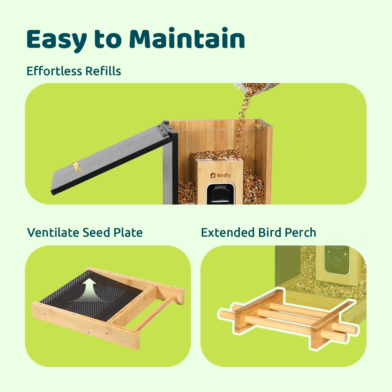 Birdfy Feeder Bamboo Mini - Mangeoire intelligente en matériau éco-responsable