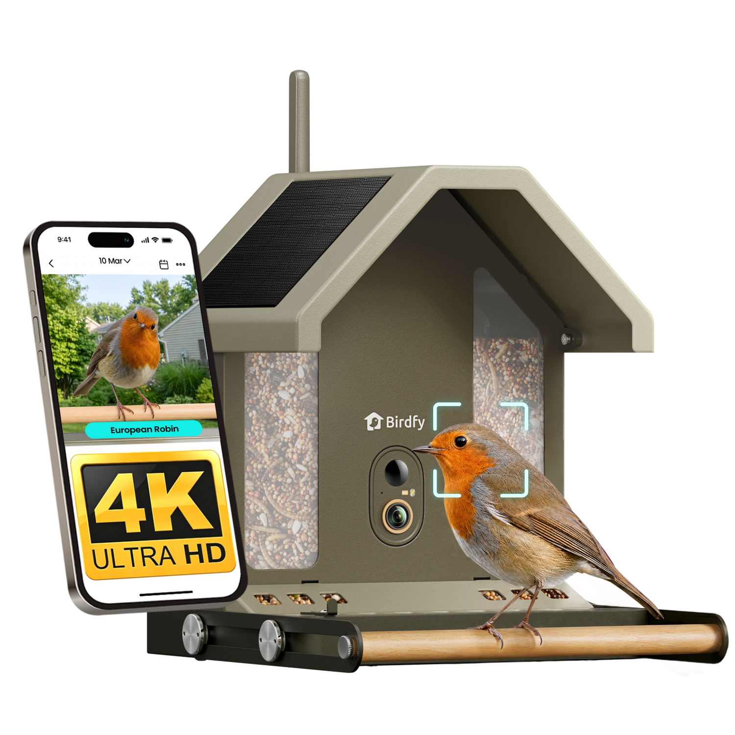 Birdfy Feeder Metal 2 - Mangeoire Métallique Anti‑Rongement 4K Pour Oiseaux