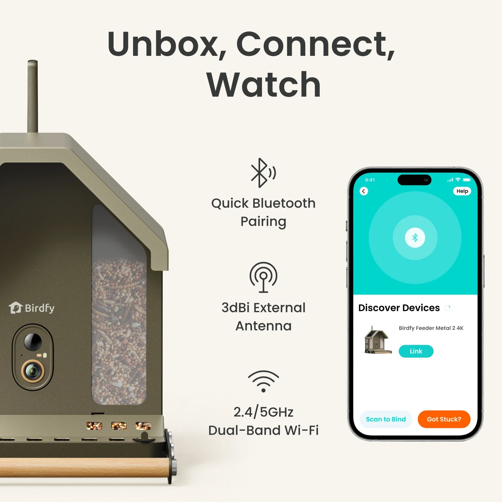 Birdfy Feeder Metal 2 - Mangeoire Métallique Anti‑Rongement 4K Pour Oiseaux