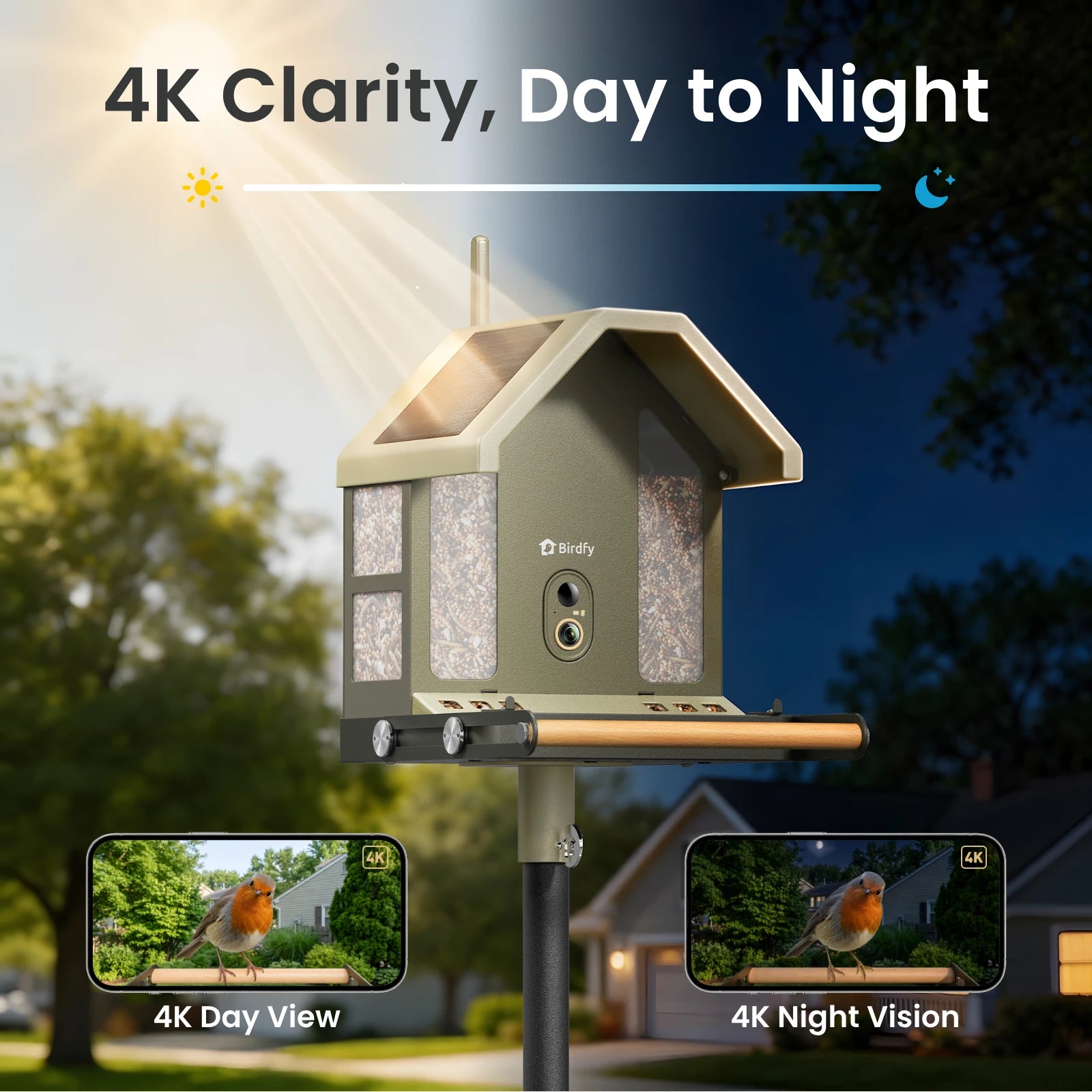 Birdfy Feeder Metal 2 - Mangeoire Métallique Anti‑Rongement 4K Pour Oiseaux