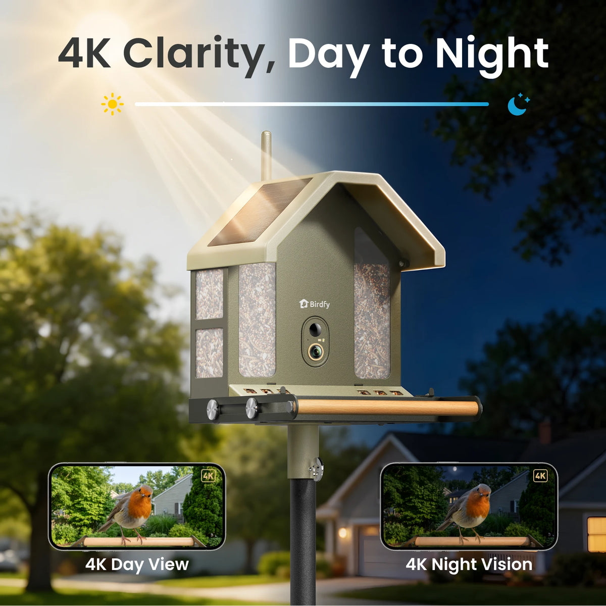 Birdfy Feeder Metal 2 - Mangeoire Métallique Anti‑Rongement 4K Pour Oiseaux